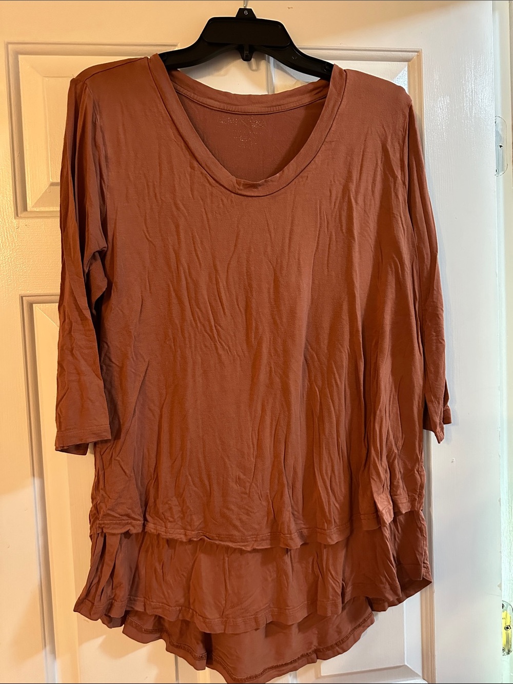 Latched Mama Rust Orange Scoop Neck Layered Nursing Tunic Top